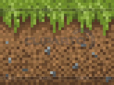 Pixel grass, ground and stone blocks pattern | Stock Vector Graphics |ID 7263143