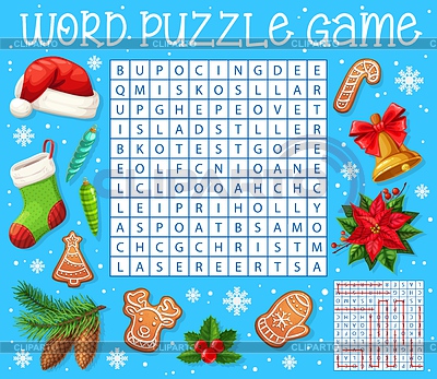 Christmas tree decorations, word search puzzle | Stock Vector Graphics |ID 7268942