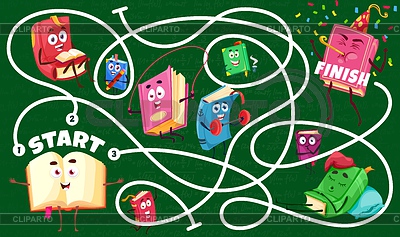 Labyrinth maze with books and textbooks characters | Stock Vector Graphics |ID 7337926