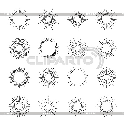 Estallido de estrellas y rayos de sol, rayos de luz vintage | Ilustración vectorial de stock |ID 7351927