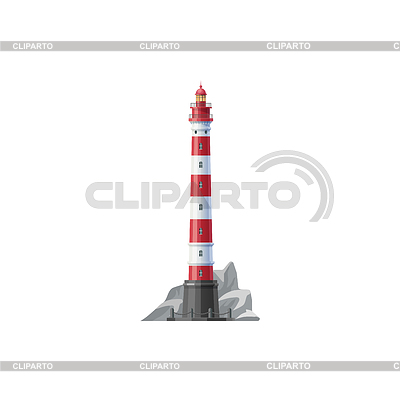 Icono de edificio alto y a rayas del faro del mar | Ilustración vectorial de stock |ID 7364226