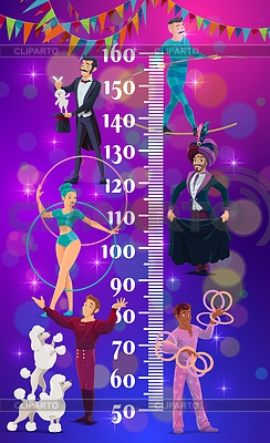 Tabla de estatura para niños, artistas de circo shapito | Ilustración vectorial de stock |ID 7364644