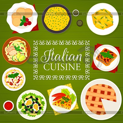 Portada del menú del restaurante de cocina italiana | Ilustración vectorial de stock |ID 7370398