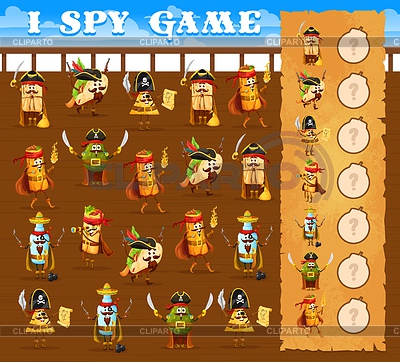 Juego de espías dibujos animados comida mexicana personajes piratas | Ilustración vectorial de stock |ID 7386565