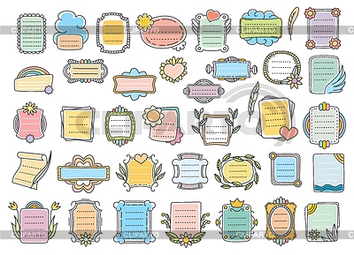 Рамки для каракулей Bullet journal, заметки для календаря | Векторный клипарт |ID 7386618