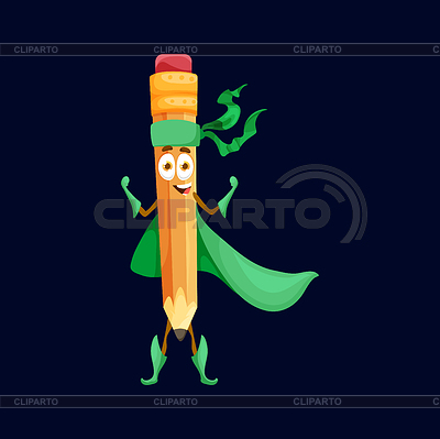 Personaje de superhéroe de lápiz divertido de dibujos animados | Ilustración vectorial de stock |ID 7389977