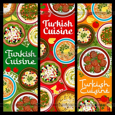Banners de platos de restaurante de cocina turca | Ilustración vectorial de stock |ID 7390441