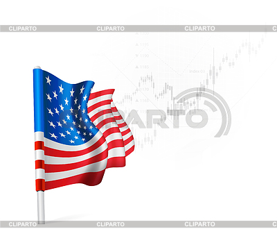 Флаг США на фоне акции с | Векторный клипарт |ID 3964886