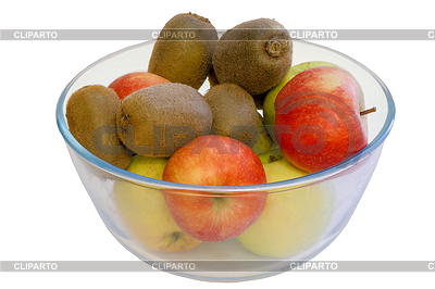 Ripe apples and kiwi in glass plate | High resolution stock photo |ID 7079375