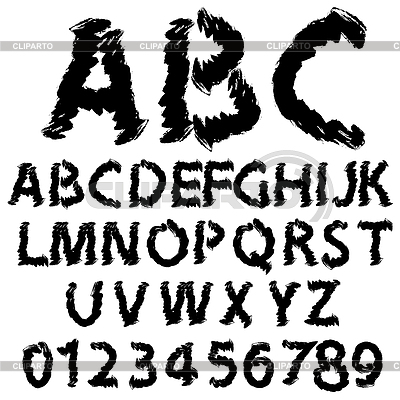 Hand drawing alphabet set in black ink | Stock Vector Graphics |ID 3964987