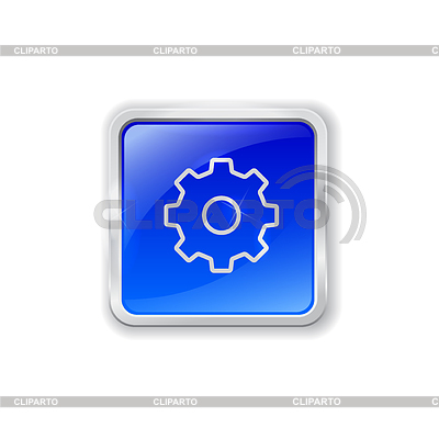 Icono de engranaje en el botón azul | Ilustración vectorial de stock |ID 3793583