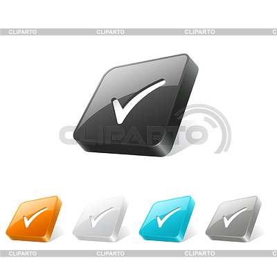 Web botón 3D con marca de verificación icono | Ilustración vectorial de stock |ID 3818437