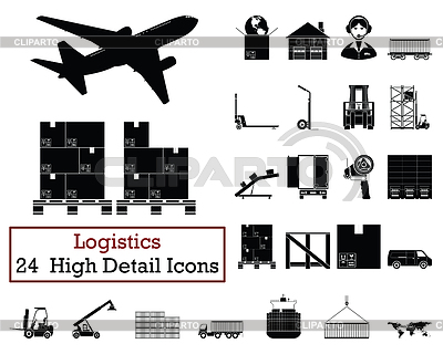 Conjunto de 24 iconos de logística | Ilustración vectorial de stock |ID 6672511