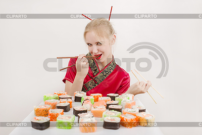 Mädchen mit Sushi | Foto mit hoher Auflösung |ID 7413159