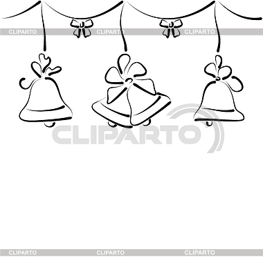 Fondo de Navidad con campanas esquema conjunto | Ilustración vectorial de stock |ID 3875028