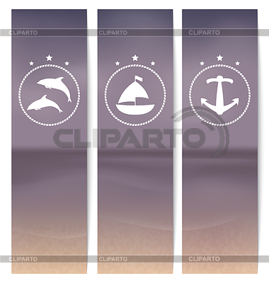 Establecer etiquetas con playa, estilo retro | Ilustración vectorial de stock |ID 3875084