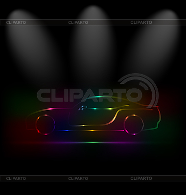 Silueta de coche colorido en la oscuridad | Ilustración vectorial de stock |ID 3966603