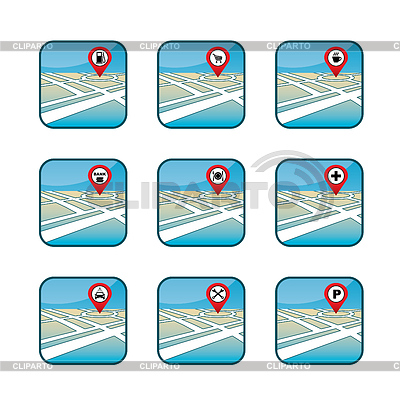 City map with GPS icons | Stock Vector Graphics |ID 3848373