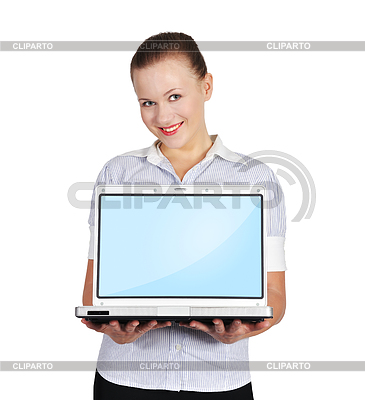 Woman holding laptop | High resolution stock photo |ID 3843192