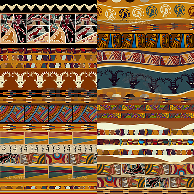 Conjunto de texturas inconsútiles de África | Ilustración vectorial de stock |ID 3969172