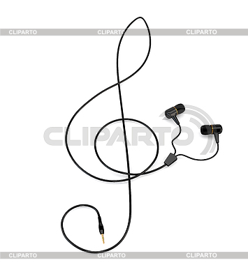 Auriculares concepto de música con cable en forma de TREBL | Ilustración de alta resolución |ID 5476158