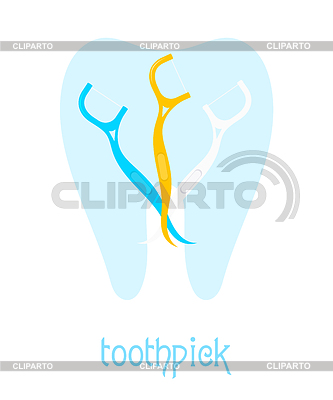 Establecer palillos de dientes contra el diente azul. conjunto de colores | Ilustración vectorial de stock |ID 5804826