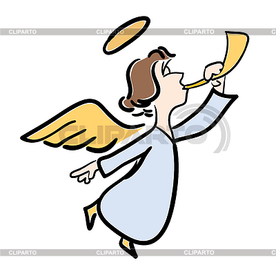 Colorear joven ángel con trompeta en w | Ilustración vectorial de stock |ID 6042525
