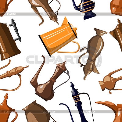 Viejo objeto inconsútil tradicional de las cafeteras. | Ilustración vectorial de stock |ID 6674822