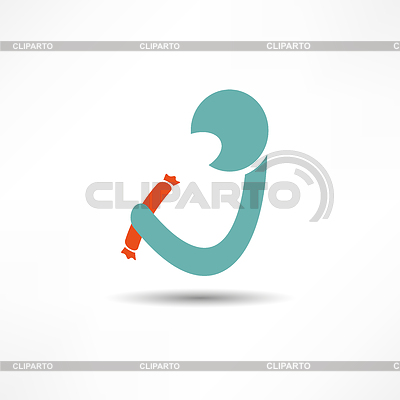 Hombre comiendo salchichas icono | Ilustración vectorial de stock |ID 3875400