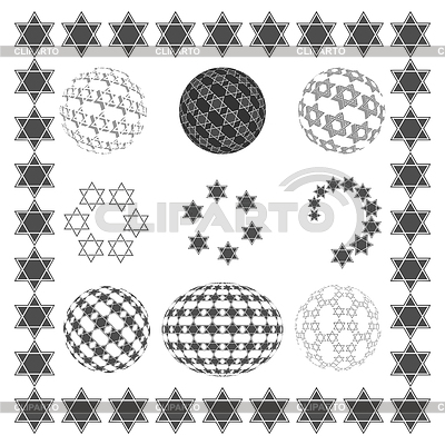 Establecer esfera redonda con estrellas de David | Ilustración vectorial de stock |ID 6189617