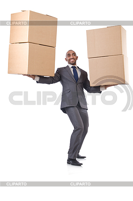 Businessman with box on white | High resolution stock photo |ID 3894499