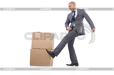 Businessman with box on white | High resolution stock photo |ID 3901957