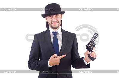Man with gun on white | High resolution stock photo |ID 4012758