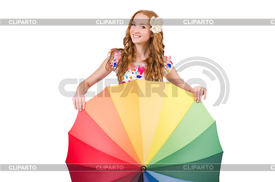 Young girl with colourful umbrella | High resolution stock photo |ID 4058746