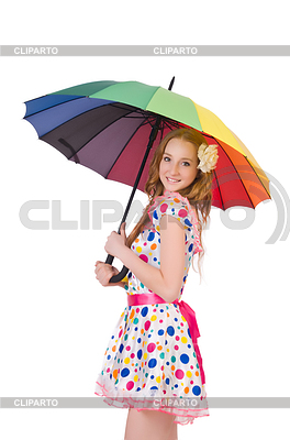 Young girl with colourful umbrella | High resolution stock photo |ID 4058748