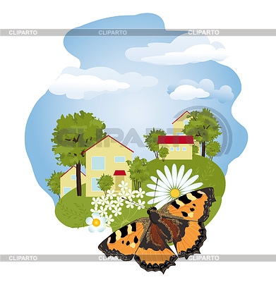 Ländliche Sommer-Landschaft | Stock Vektorgrafik |ID 3795802