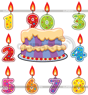 Velas de cumpleaños y la torta | Ilustración vectorial de stock |ID 3770257