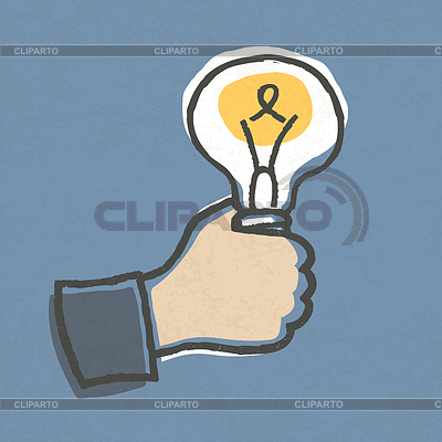 Hombre de negocios con bombilla Idea. Dibujado a mano | Ilustración vectorial de stock |ID 3797500