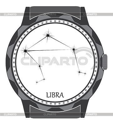 Dial del reloj con signo zodiacal Libra | Ilustración vectorial de stock |ID 3810987