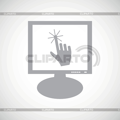 Cursor de la mano icono del monitor de color gris | Ilustración vectorial de stock |ID 5090392