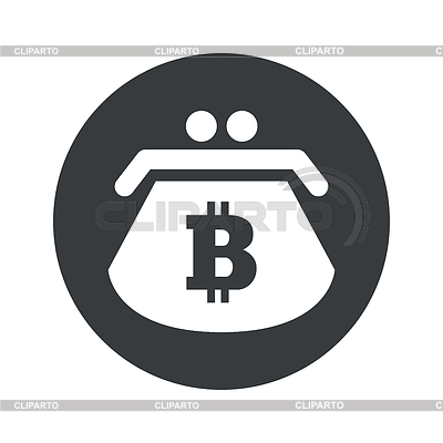 Монохромный круглый значок Bitcoin кошелек | Векторный клипарт |ID 5102998