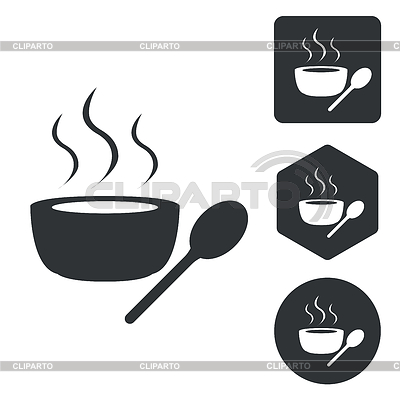 Sopa caliente conjunto de iconos, monocromo | Ilustración vectorial de stock |ID 5236976