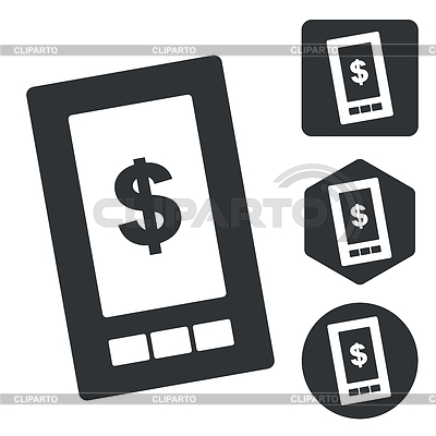 Dollar screen icon set, monochrome | Stock Vector Graphics |ID 5237146