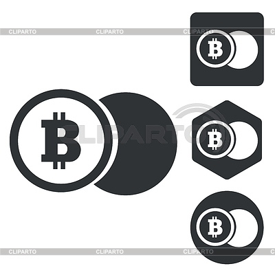 Bitcoin набор иконок монеты, монохромный | Векторный клипарт |ID 5237230