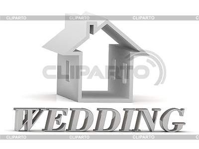 Hochzeit- Inschrift von silbernen Buchstaben und weiß | Illustration mit hoher Auflösung |ID 5597358