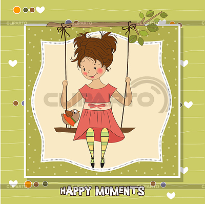 Niña en columpio | Ilustración vectorial de stock |ID 3733446