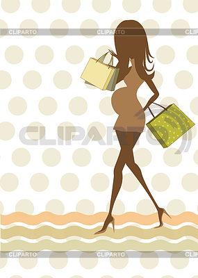 Baby announcement card with beautiful pregnant woman | Stock Vector Graphics |ID 3758047