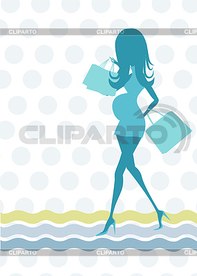 Baby announcement card with beautiful pregnant woman | Stock Vector Graphics |ID 3758049