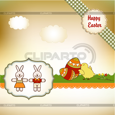 Tarjeta de felicitaciones de Pascua | Ilustración vectorial de stock |ID 3759138