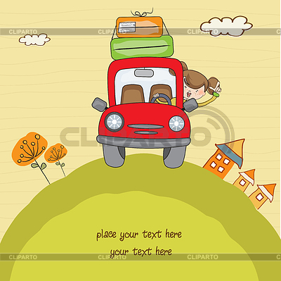 Frau mit dem Auto unterwegs | Stock Vektorgrafik |ID 3761439